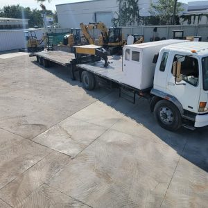 2005 Mitsubishi Fuso with, 2005 Hooper Equipment Trailer, 10 Ton, Gooseneck, and 2006 PJ Dump  Hurricane Clean Up Trailer, 10 Ton, Gooseneck